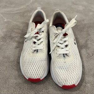 White and Red Athletic Sneakers